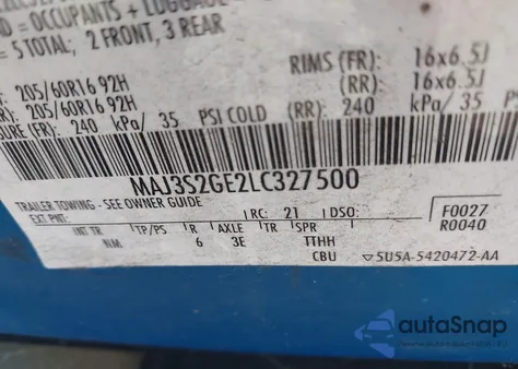 2020 Ford Ecosport Se из США, поврежденный, VIN MAJ3S2GE2LC327500